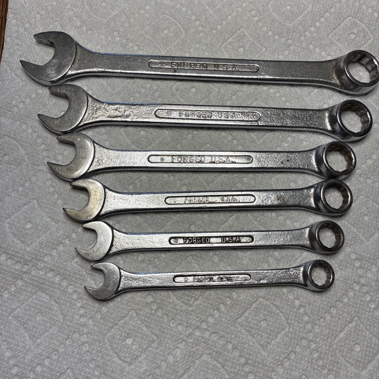 Vintage Powr Kraft 6 Piece Set Combo Wrenches SAE-7/16 through 3/4