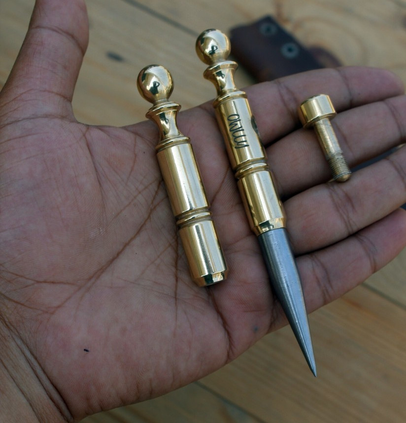 Marlin Spike Brass and Stainless Steel Handle – Paracord Tool Steel