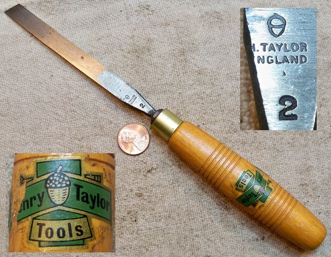 Henry Taylor Acorn Brand No 2 Skew Carving Tool Chisel Good Collectible READ