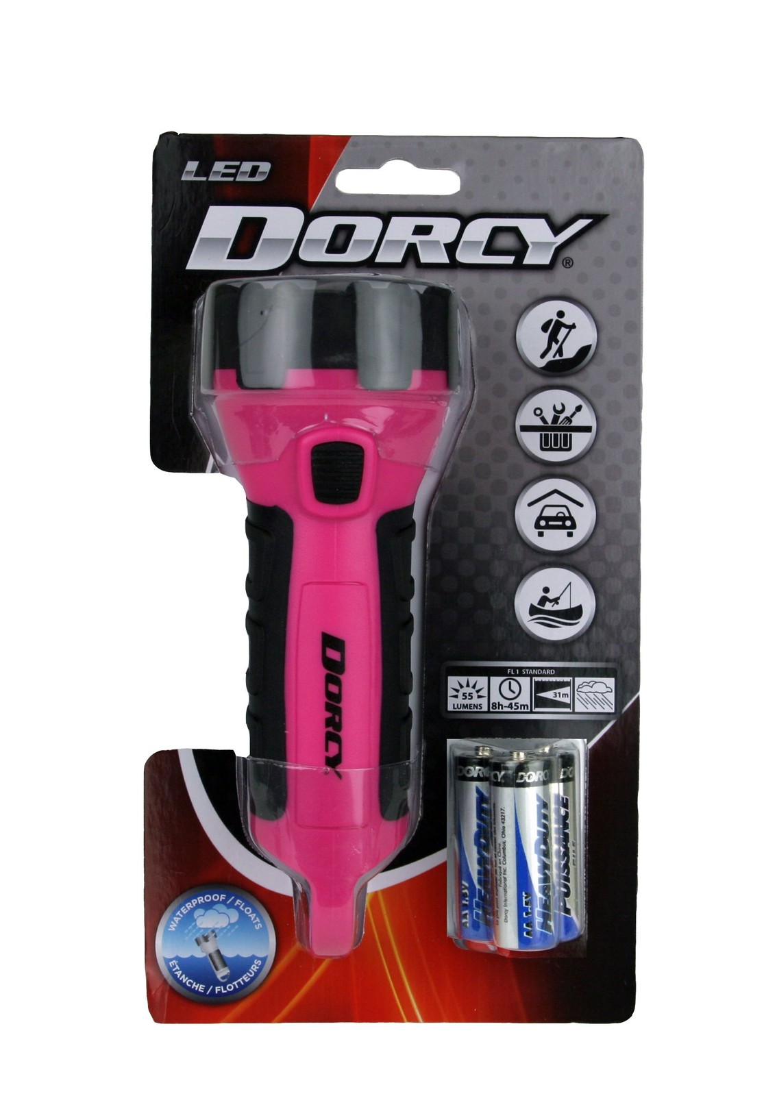 Dorcy 55 Lumen Floating Water Resistant LED Flashlight with 8.8 Inch, Pink