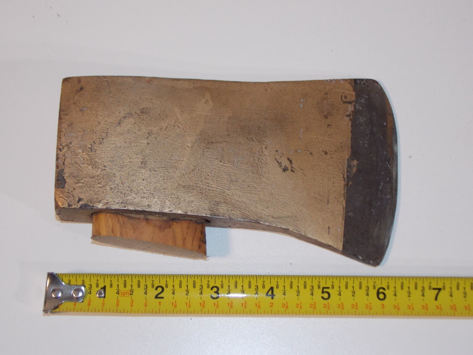 Vtg Unbranded 3.75″ Single Bit Steel Axe Head Painted Gold 2lbs 9.4oz