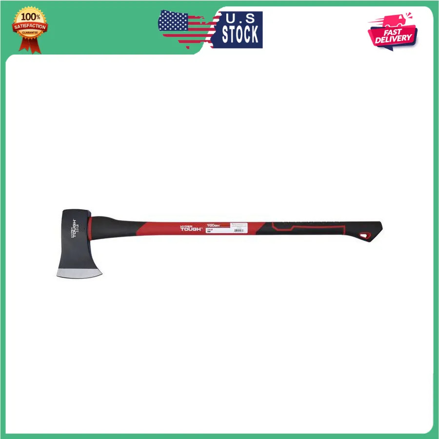 Hyper Tough 3.5 lb Single Bit Axe with Fiberglass Handle and Steel Head