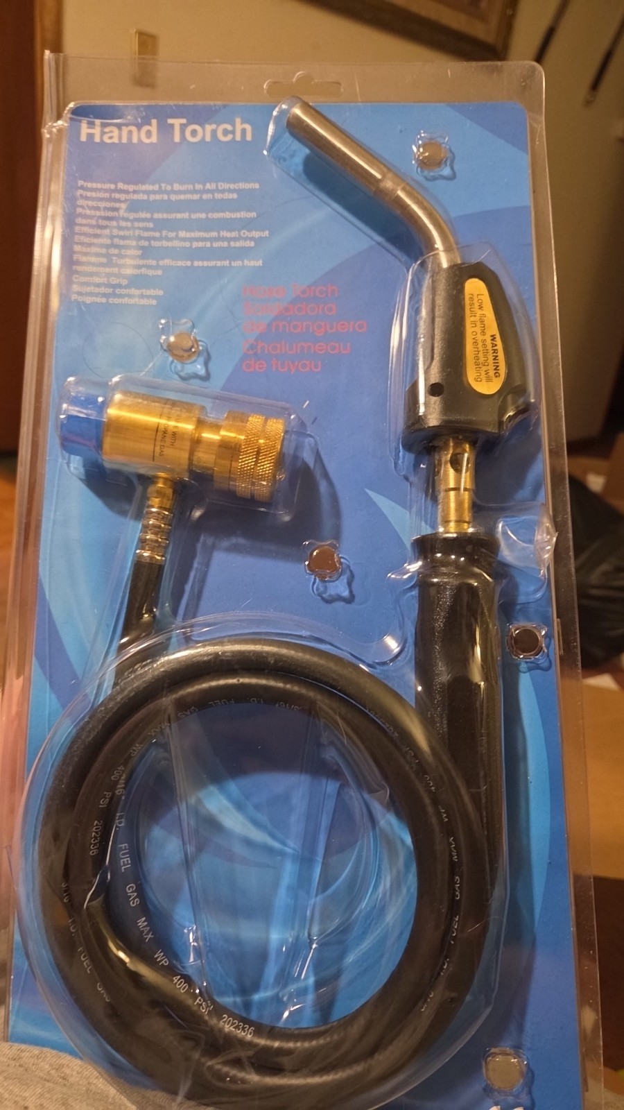 Single Burner Hand Torch Propane Mapp Gas Brass Body Stainless Steel Tip 5 Ft