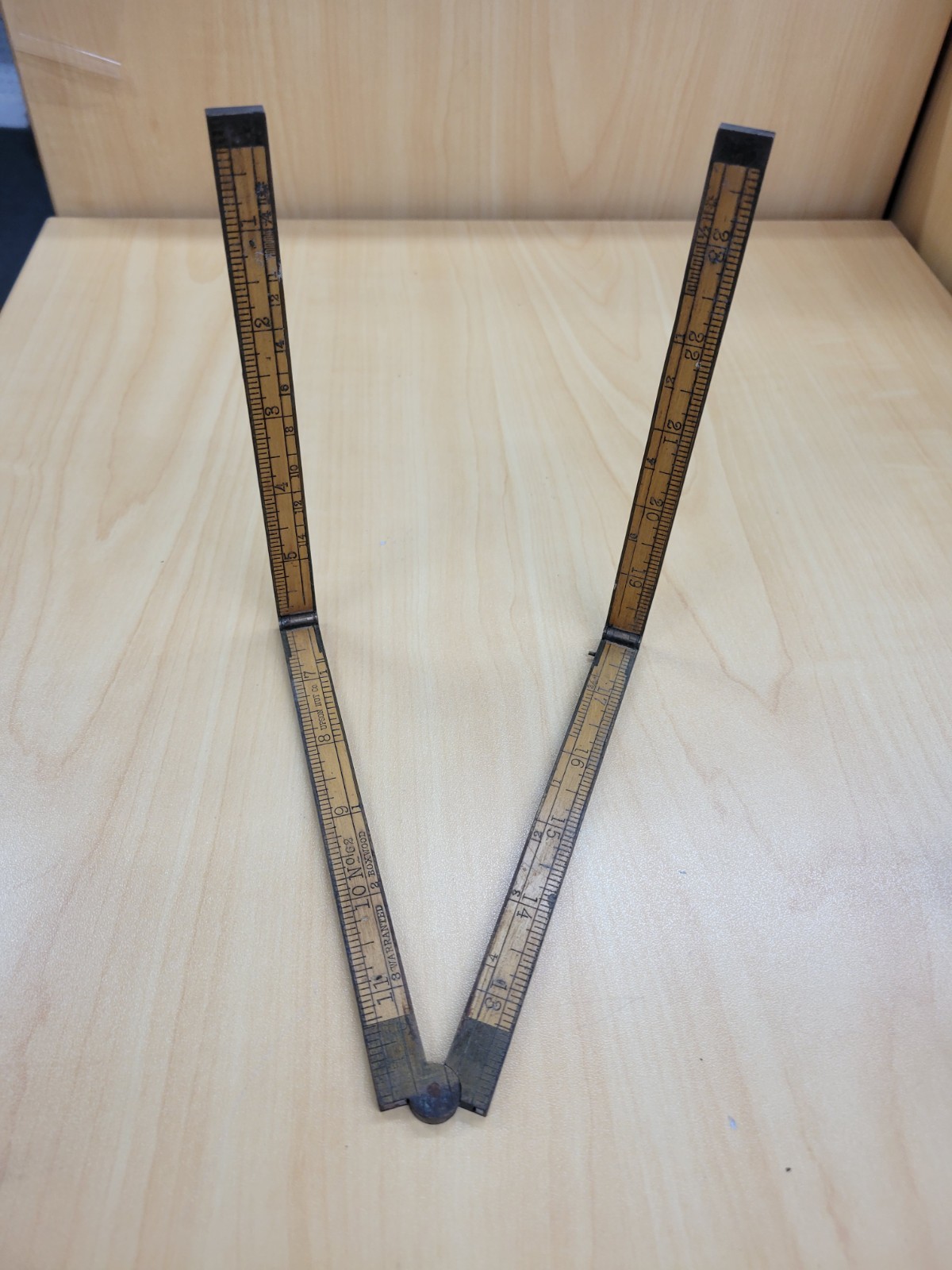 Vintage Upson Nut Co. No. 62 Brass Bound Boxwood Wooden Folding Ruler 24 In