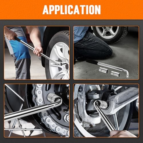 Telescoping Lug Wrench, Tire Iron Lug Nut Removal Tool 1/2 Drive with L-shaped