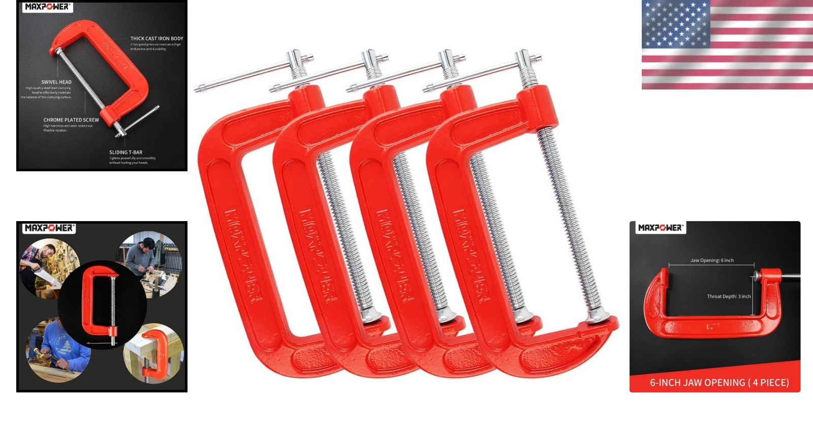Welding & Woodworking C Clamps Set