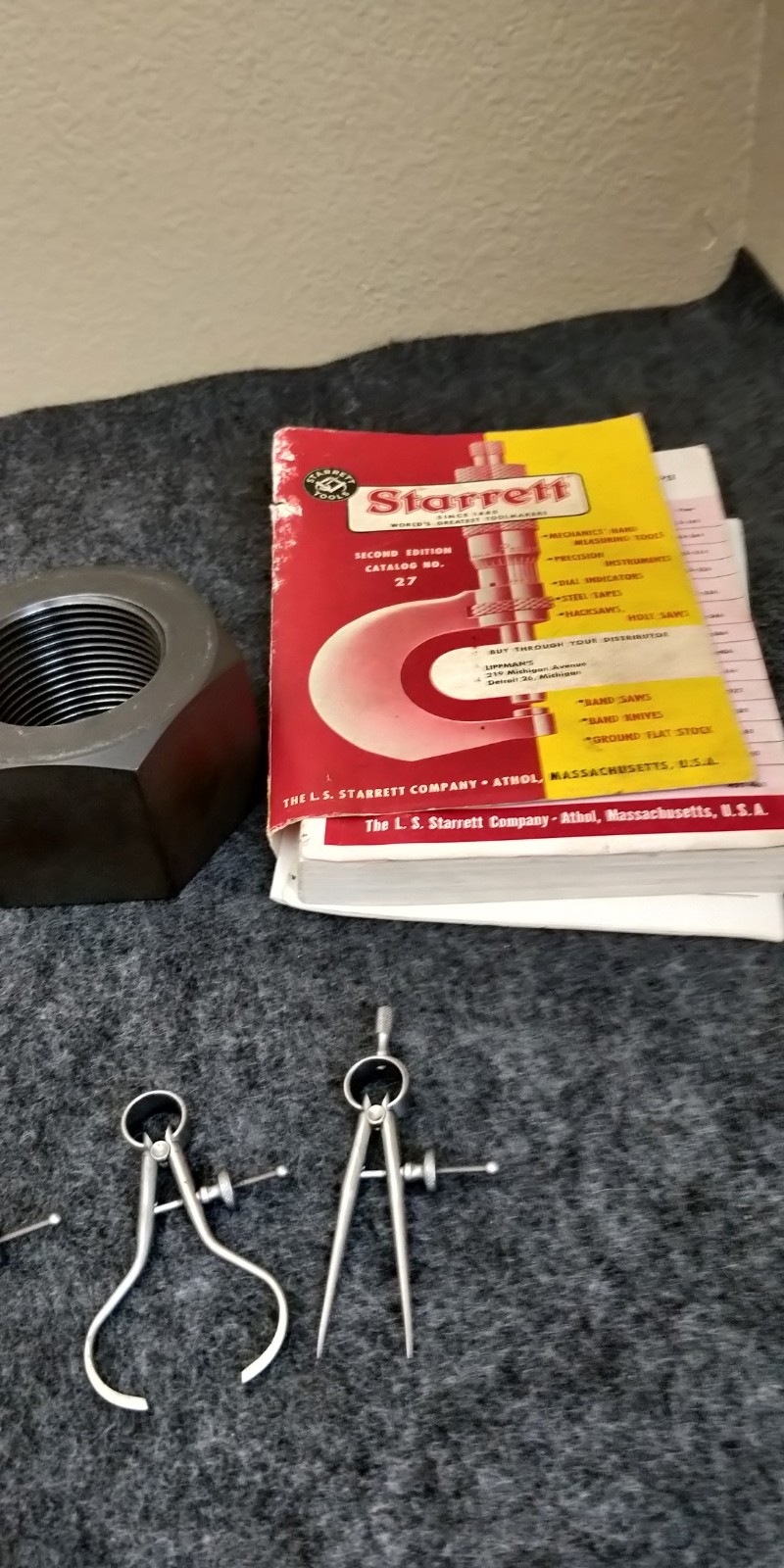 MINT 2″ Starrett Toolmakers round Calipers + dividers 3 piece set 277 274 275