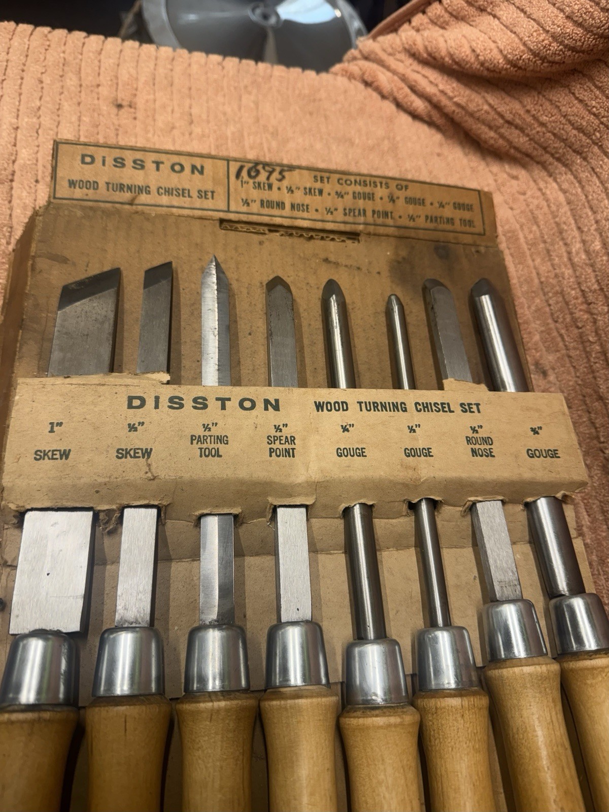 Set Of 8 Vintage DISSTON Porter Wood Turning Chisel Set Woodworking Tools W/ Box