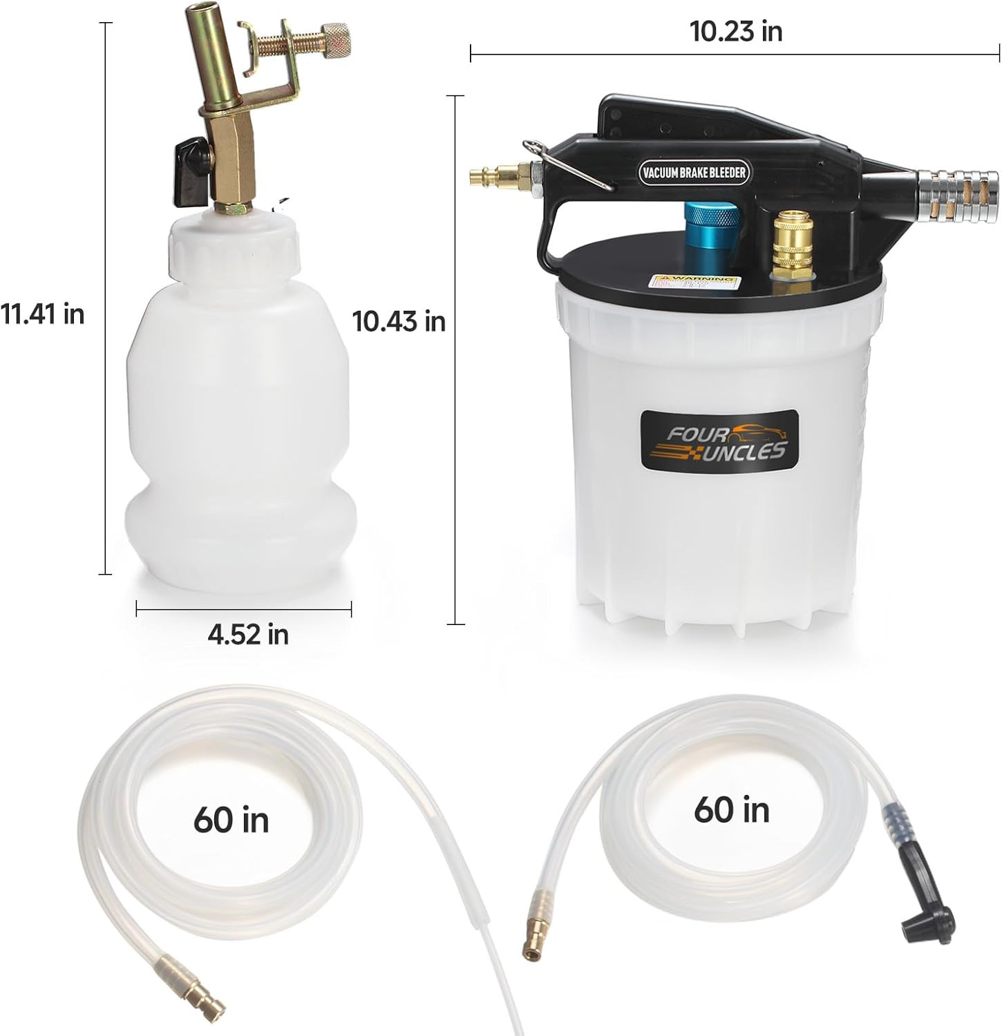 Brake Bleeder Vacuum Pump Kit – Pneumatic Brake Fluid Extractor with 1L Refillin
