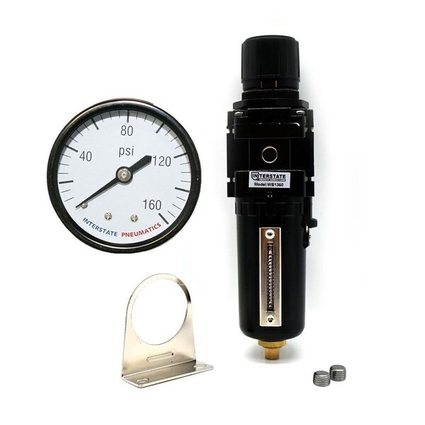Interstate Pneumatic 3/8 Inch Standard Metal Bowl Filter/Regulator Combo