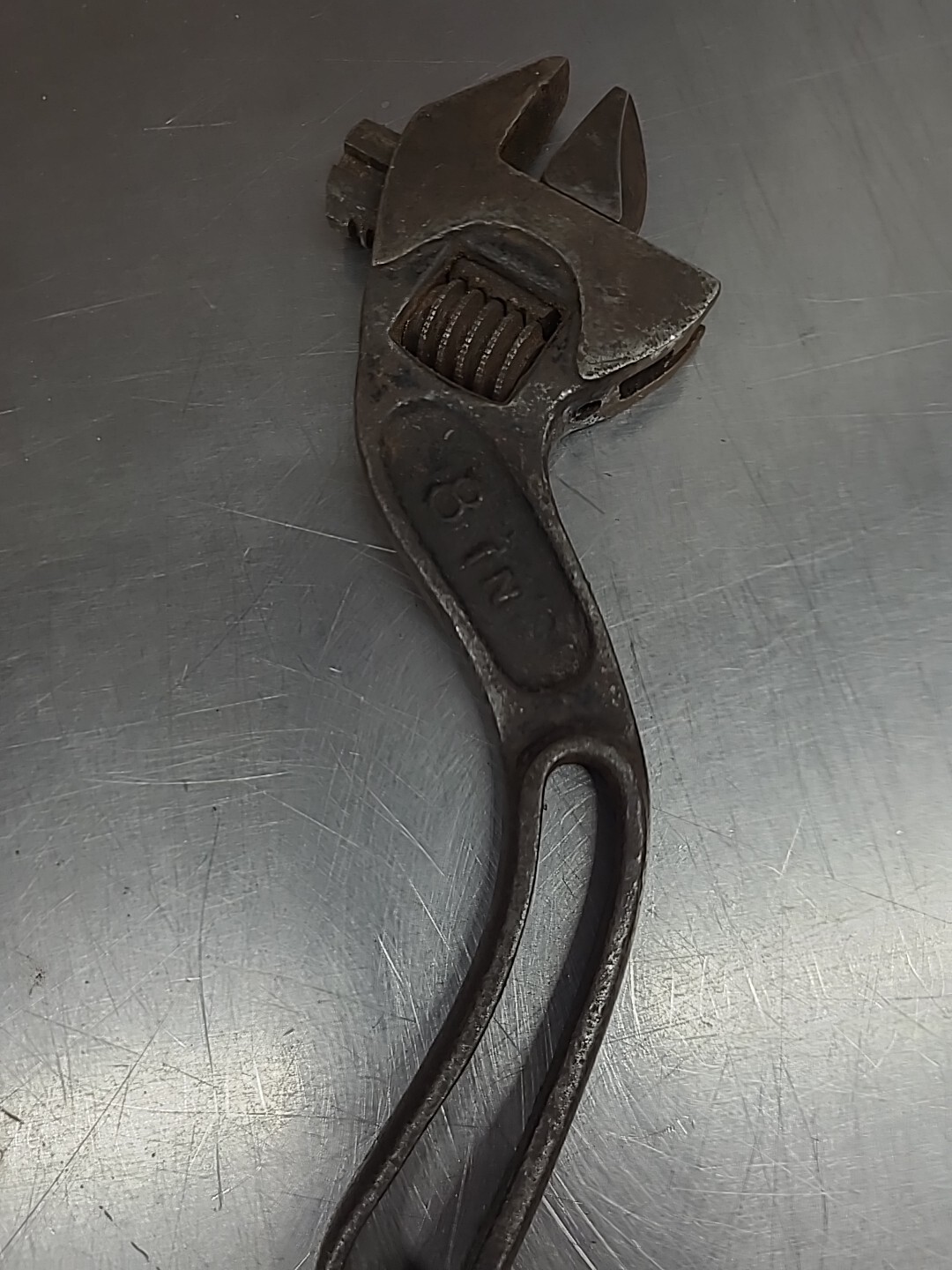 Antique B&C 8″ Inch S Curved Adjustable Wrench Bemis & Call Springfield Mass