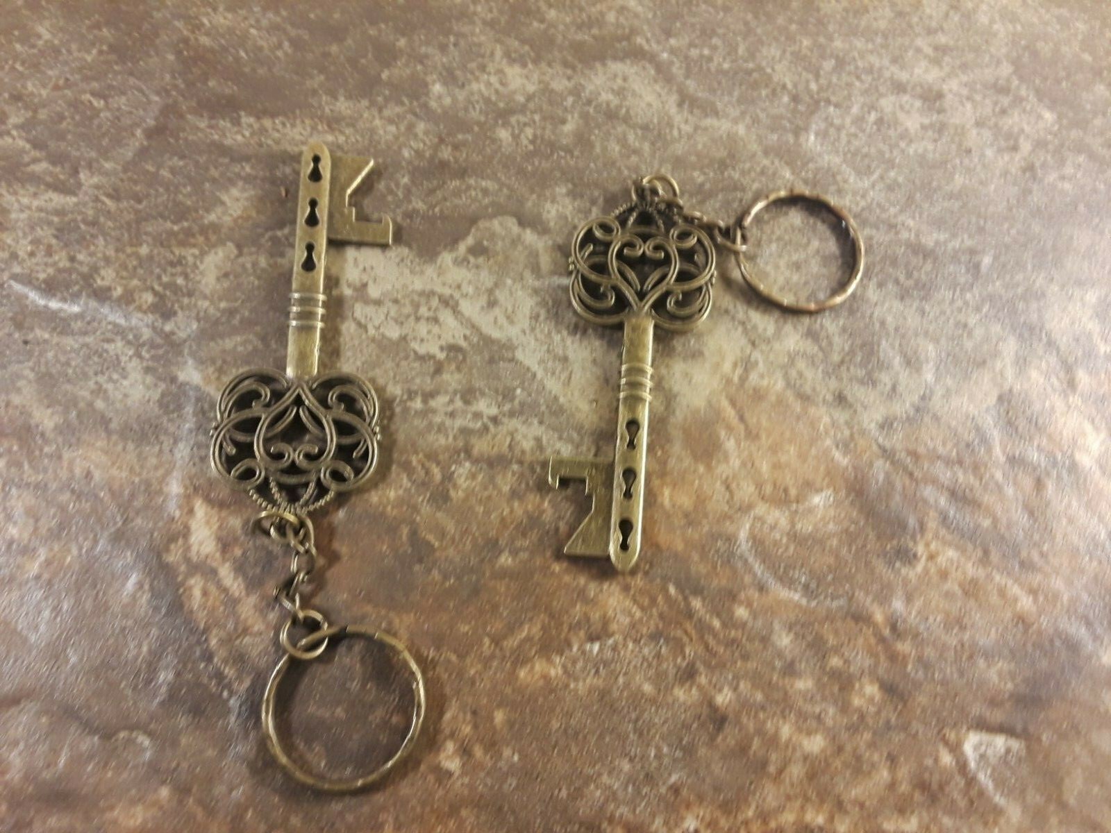 Vintage Brass Skeletons Key Bottle Opener Key Chain Combo! New! (2) Pair