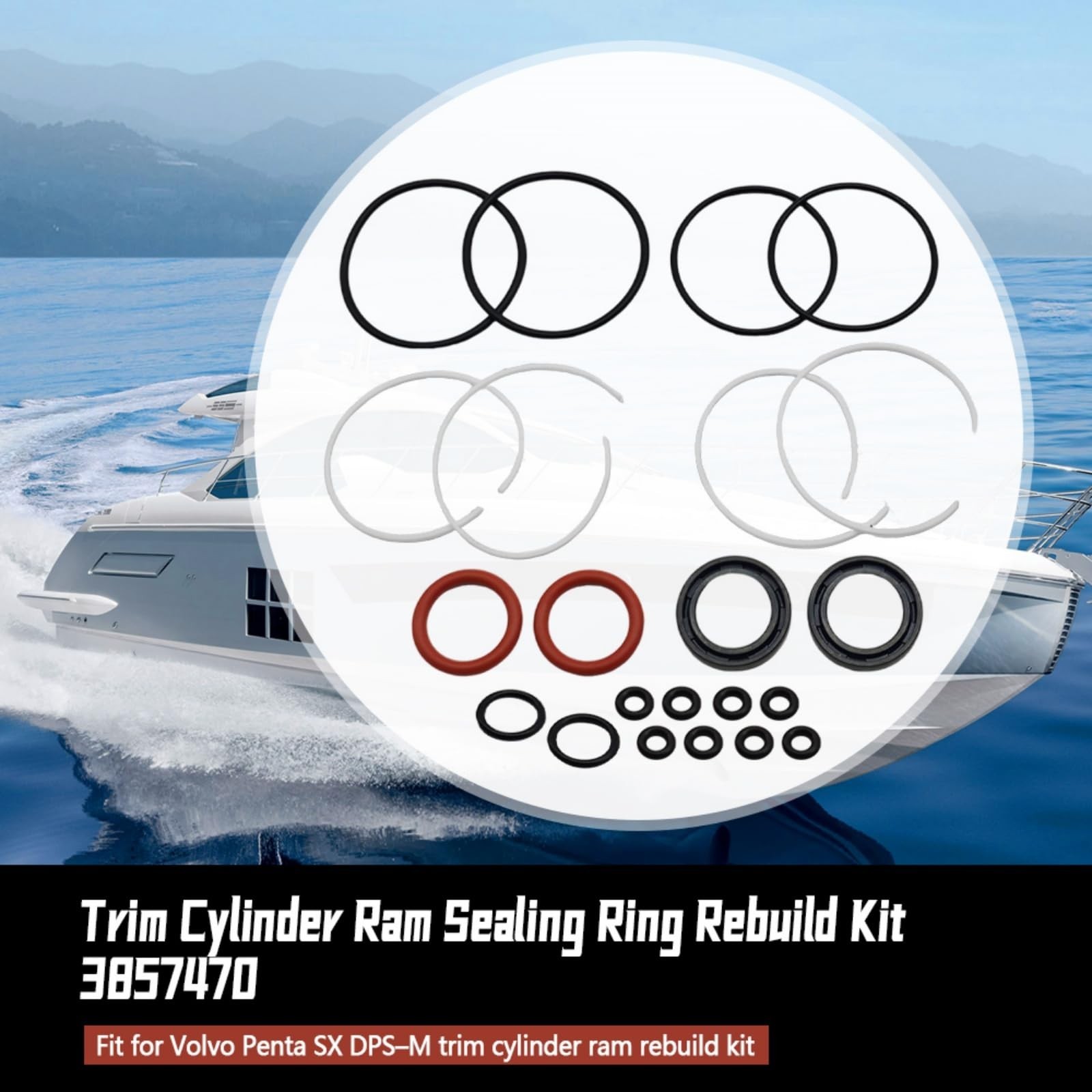 Trim Cylinder Ram Sealing Rebuild Kit Fit for Volvo Penta SX DPS-M | Cylinder…