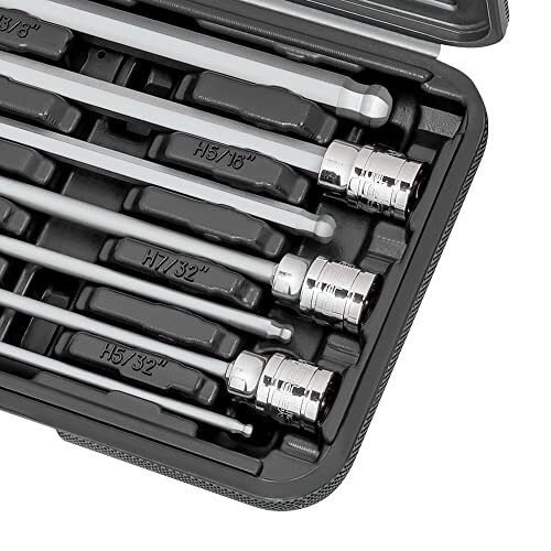 SAE Ball End Extra Long Hex (Allen) Bit Socket Set – 7 Pcs, (1/8″ to 3/8″ Sizes)