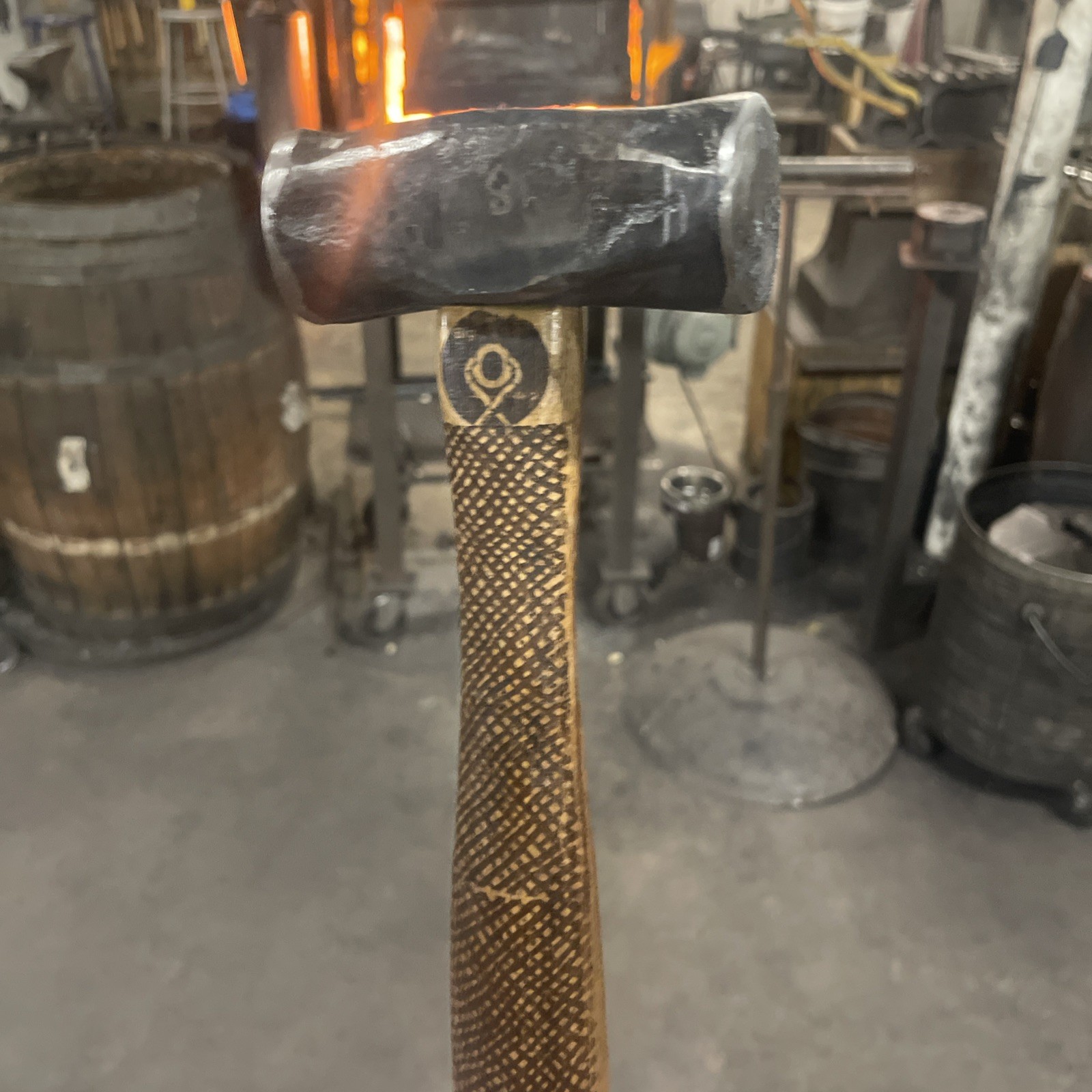 Rounding/Flattening 2 1/4Lb Hammer/ Hand Forged &Fully Checkering Ash Handle
