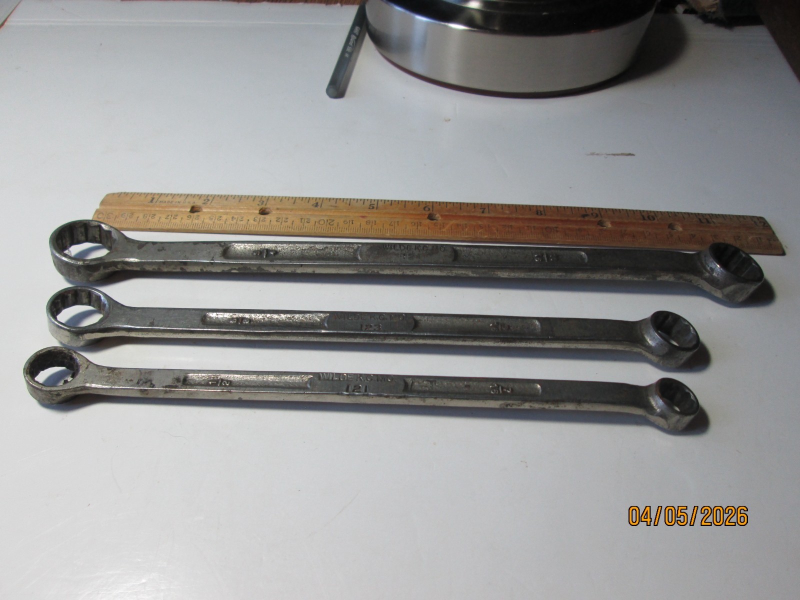 AN ASSORTMENT OF 3 “WILDE.” K.C. MO. BOX END WRENCHES.