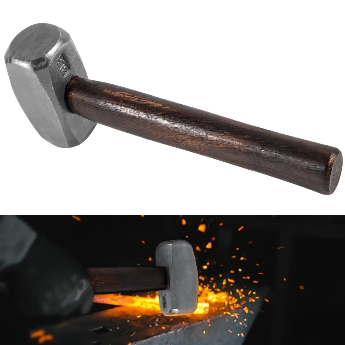 For Farrier, Knife Maker, Welders, Blacksmith Forging Tool 3lb Blacksmith Hammer