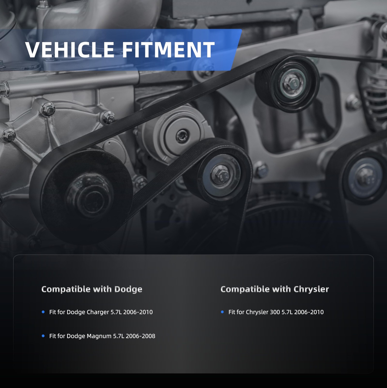 Loautong Serpentine Belt Tensioner Pulley Kit For Chrysler 300 5.7L 2006-2010