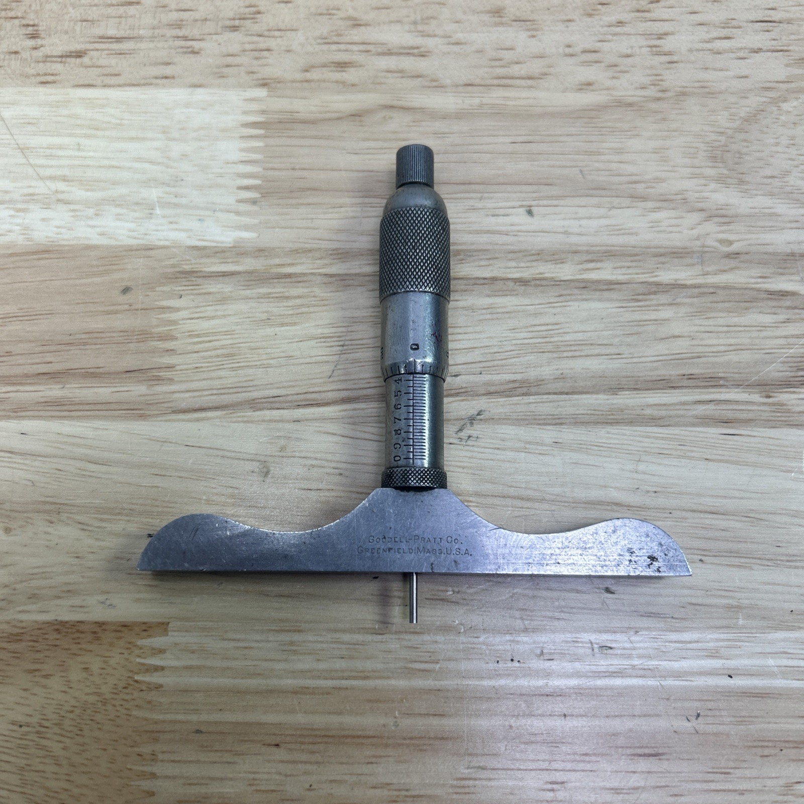 Vintage Goodell Pratt Co. Depth Micrometer Machinist Tools Hole Gauge 0-1 Inch