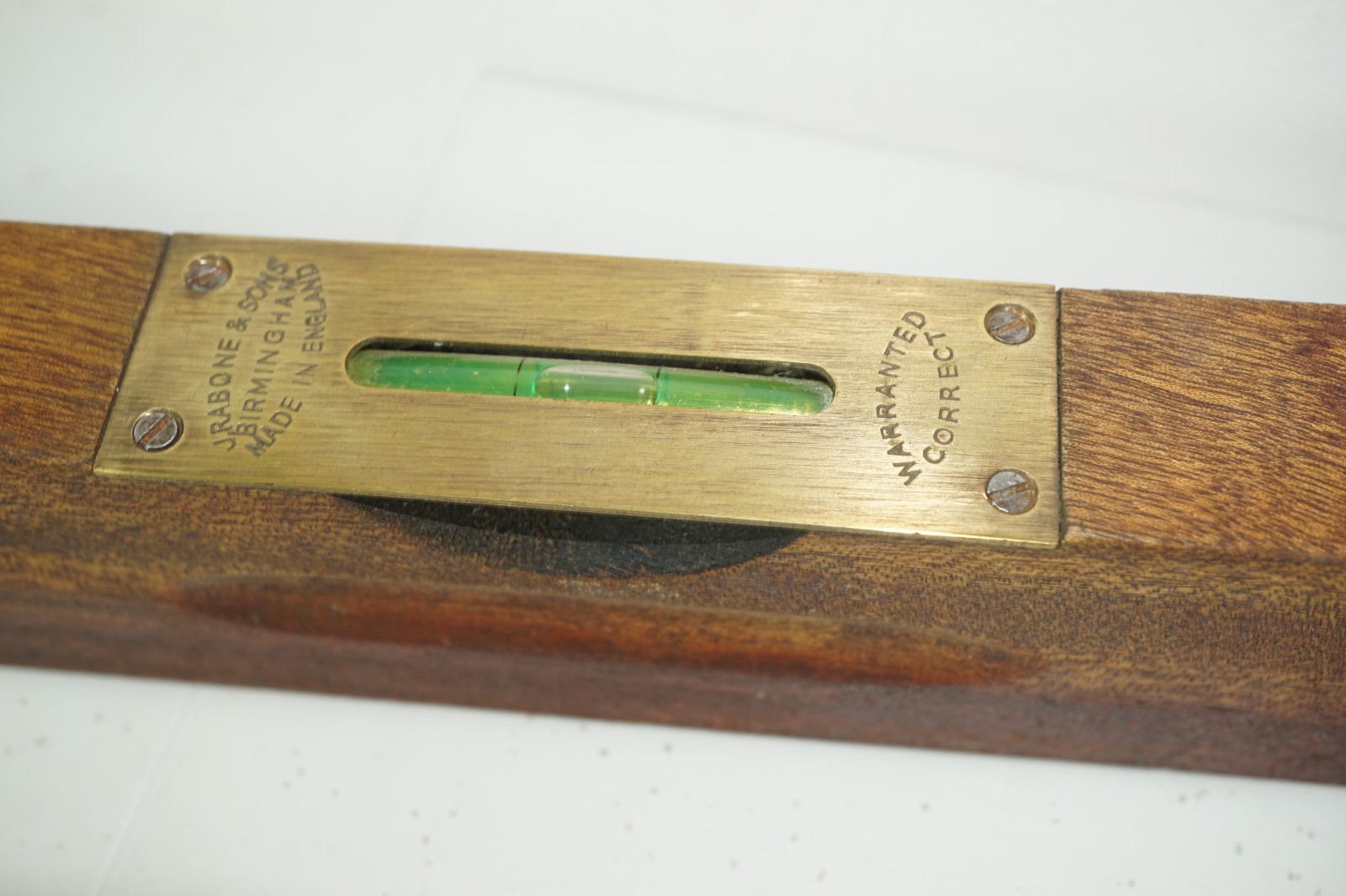Vintage 1.5 ft J R Rabone & Sons Spirit Level Mahogany and Brass Accurate 1940s