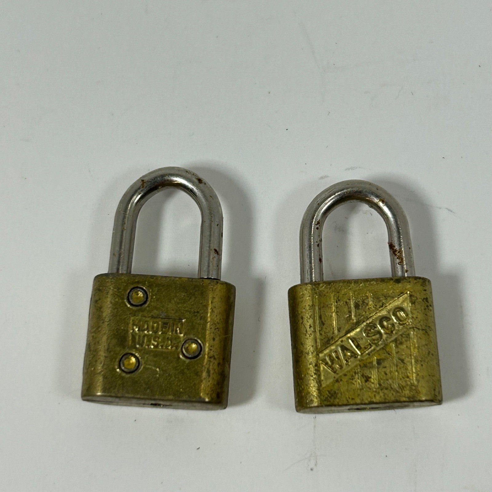Lot of 2 Vintage Small Walsco Lock With Keys Made In USA Small Luggage Pad Lock