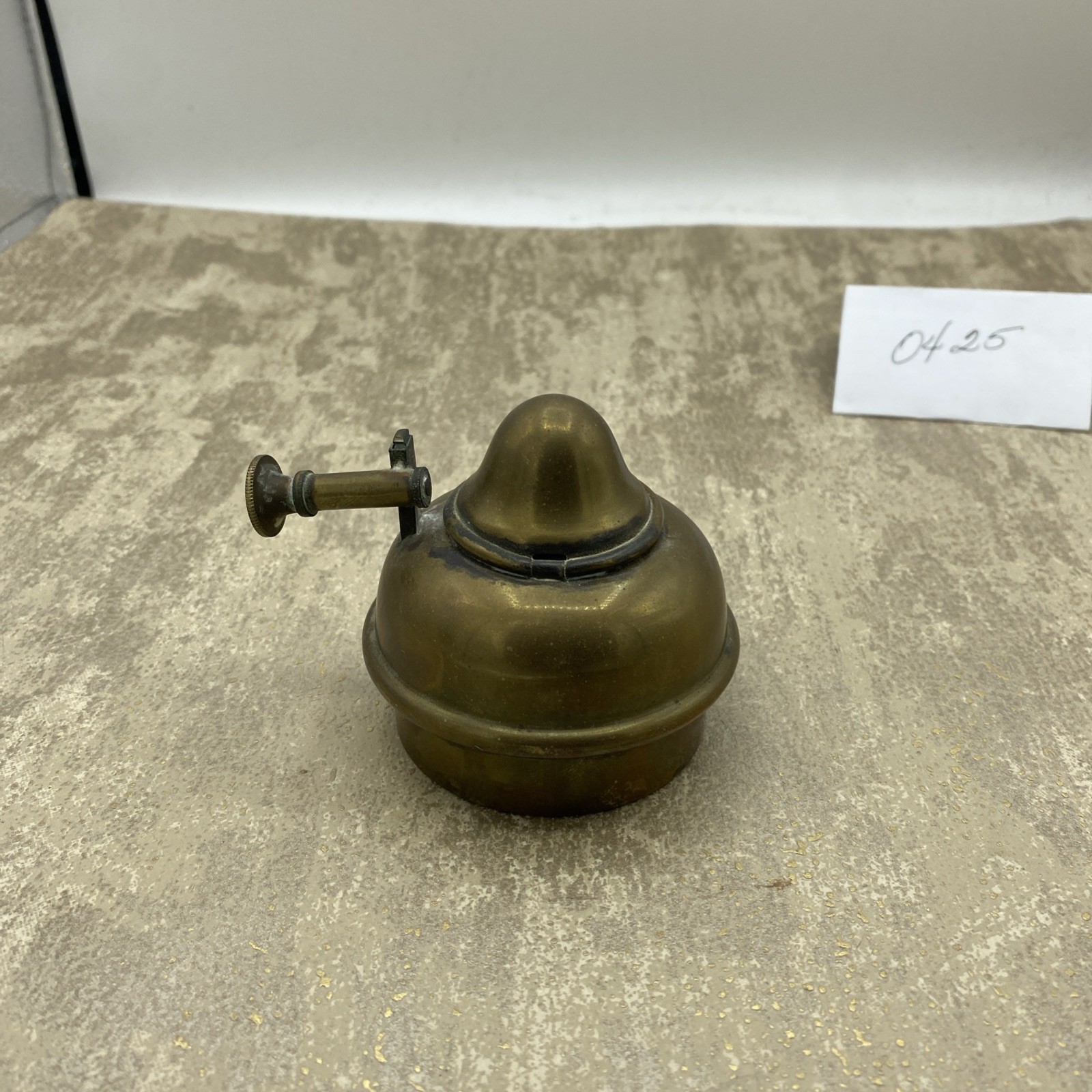 Antique 19th Century brass Oil Lamp With Cover. 3”X 3” Tall