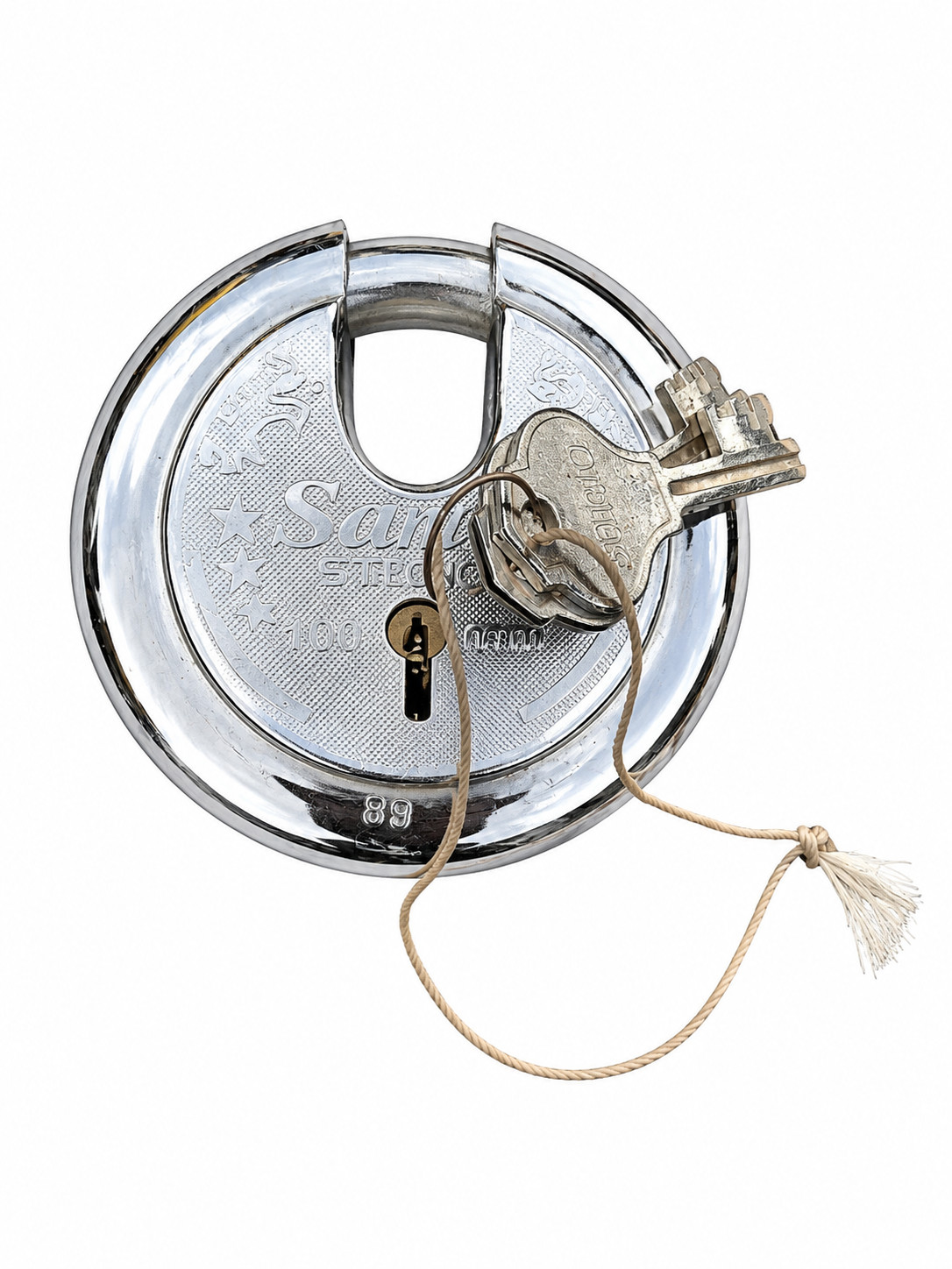 Saalox Strong 100mm Heavy Duty Round Disc Padlock High Security Lock with Keys