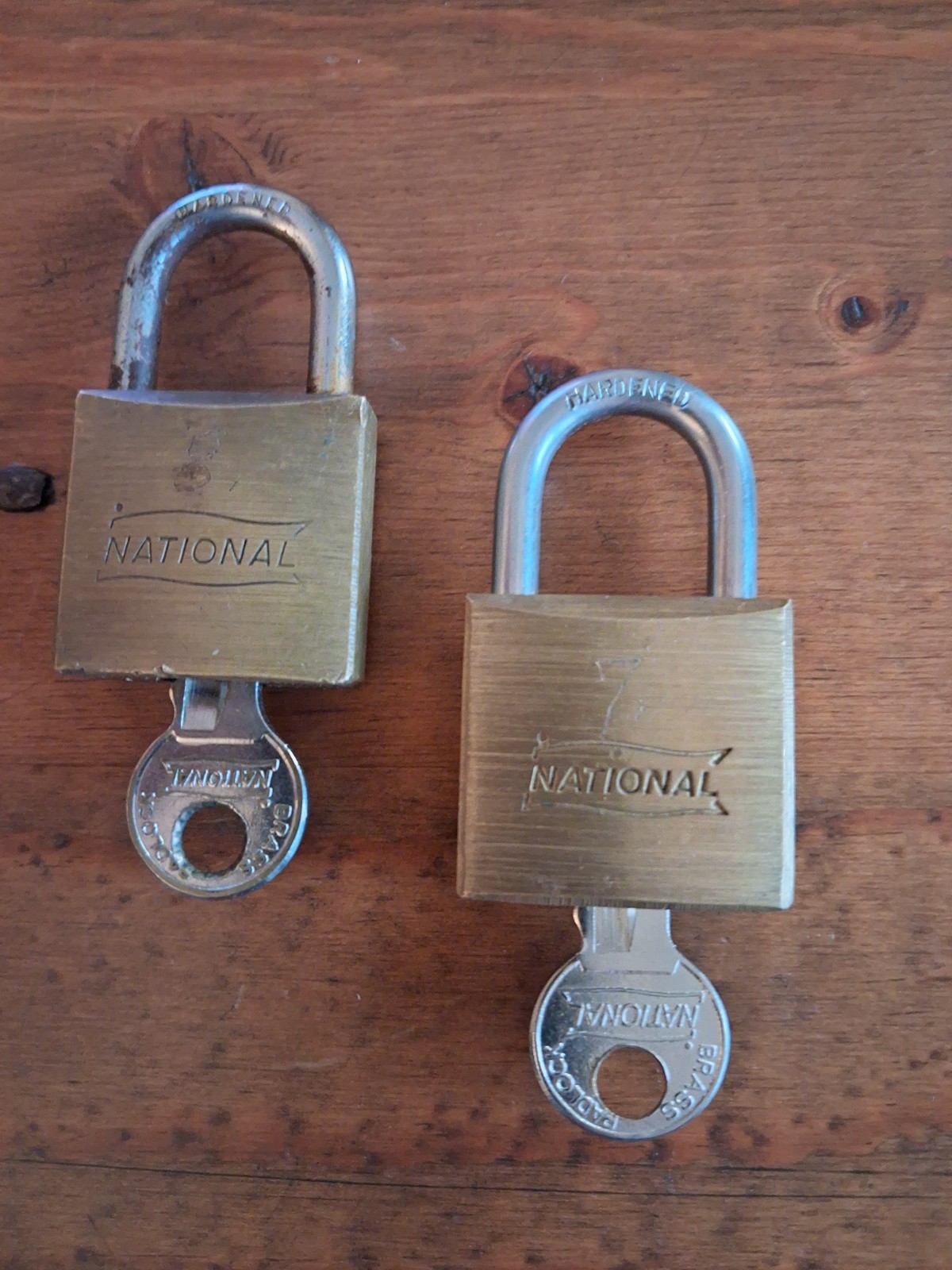 Pair, Vintage National Padlock and Key. Made in USA and Hong Kong as Marked
