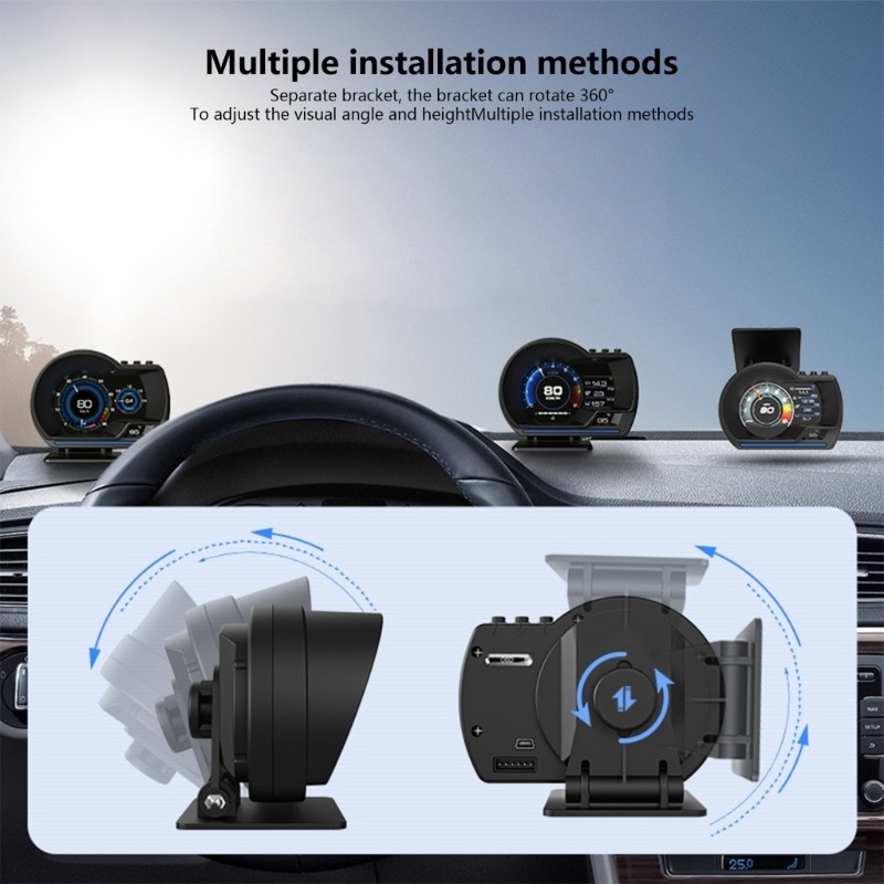 Automotive HUD Projector Speedometer OBD2 Data Analysis Warning Light Function