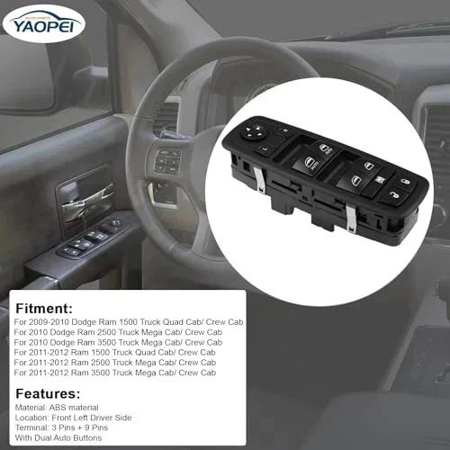 Front Left Driver Side Master Power Control Window Switch for Dodge Ram 1500