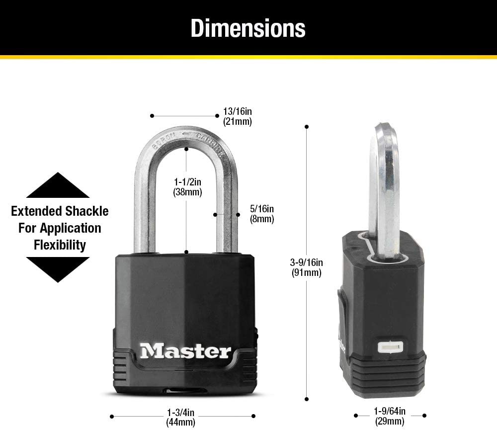 Magnum Heavy Duty Outdoor Padlock with Key, Weather Resistant Body and Cut Resis