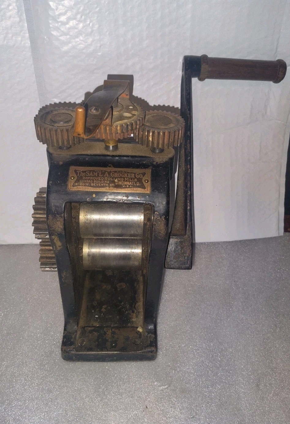 Antique Sam’l A. Crocker Co. Rolling Mill Metal Gear Press Cincinnati OH