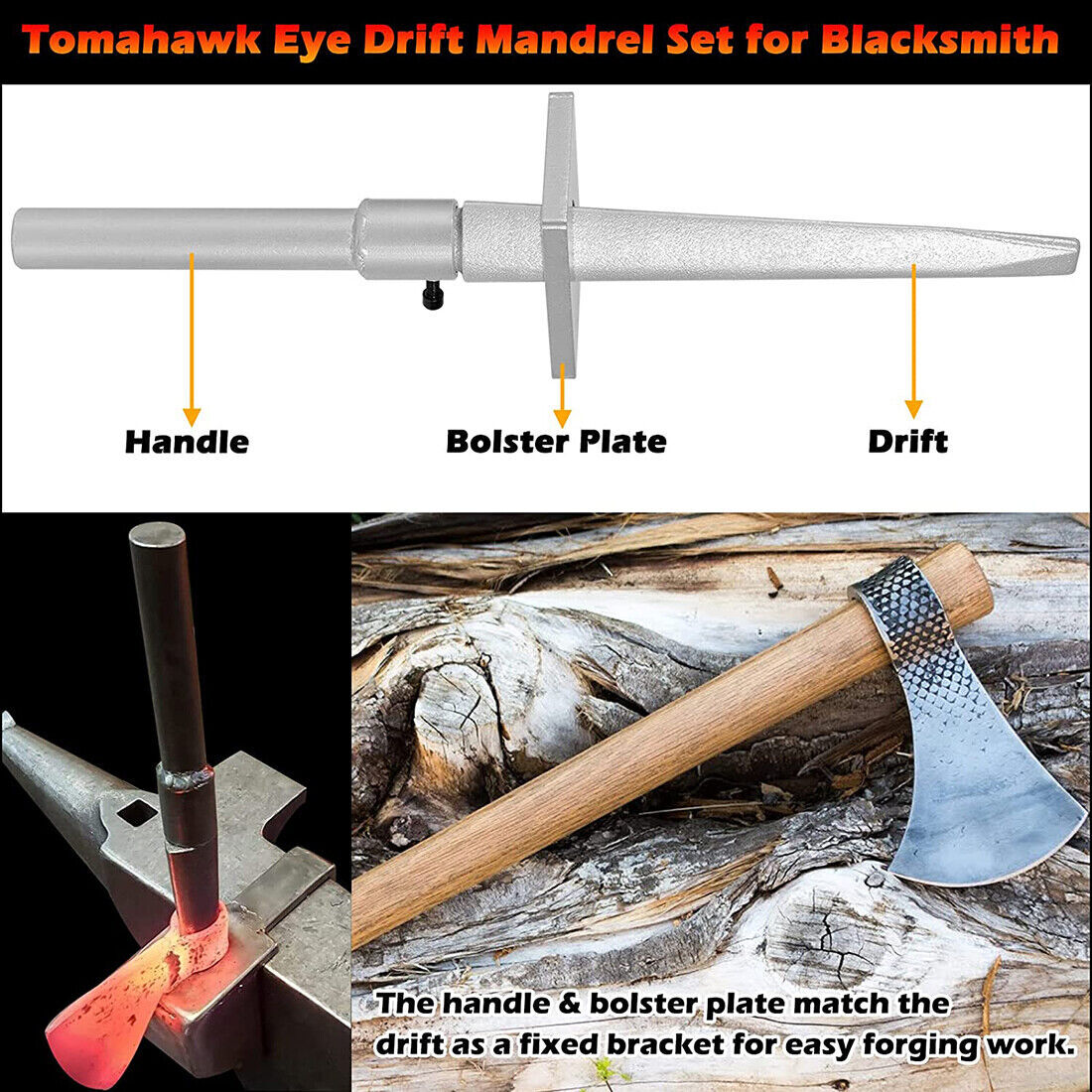 Blacksmith Tomahawk Drift Set for Hand-Made/Hammer Drifting Shaping Mandrel Eyes