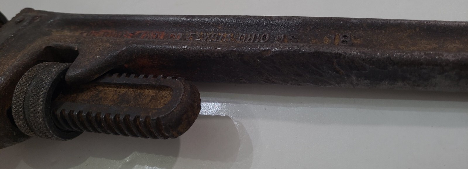 Vintage Pipe Wrench Rigid 18″ Heavy Duty The Ridge Tool Co Elyria Ohio USA Tool