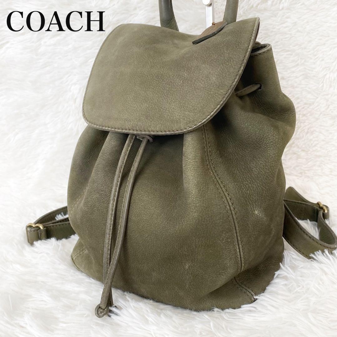 COACH Nubuck Backpack 4938 Green Casual Leather Used Vintage Y2K