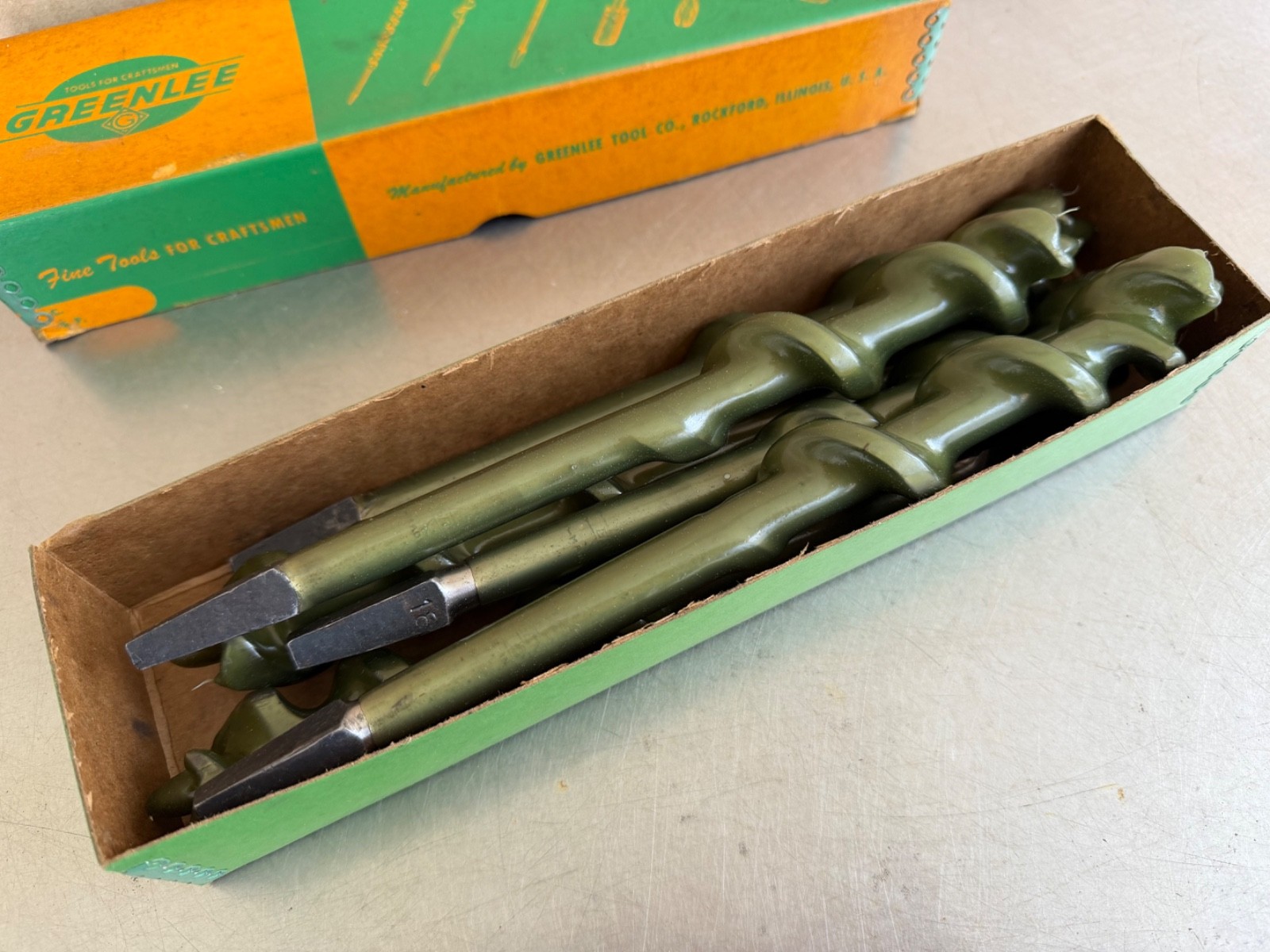 1 Ea. Vtg. NOS Greenlee Large No 18 Auger Hand Drill Brace Bit-1-1/8″ #B-10