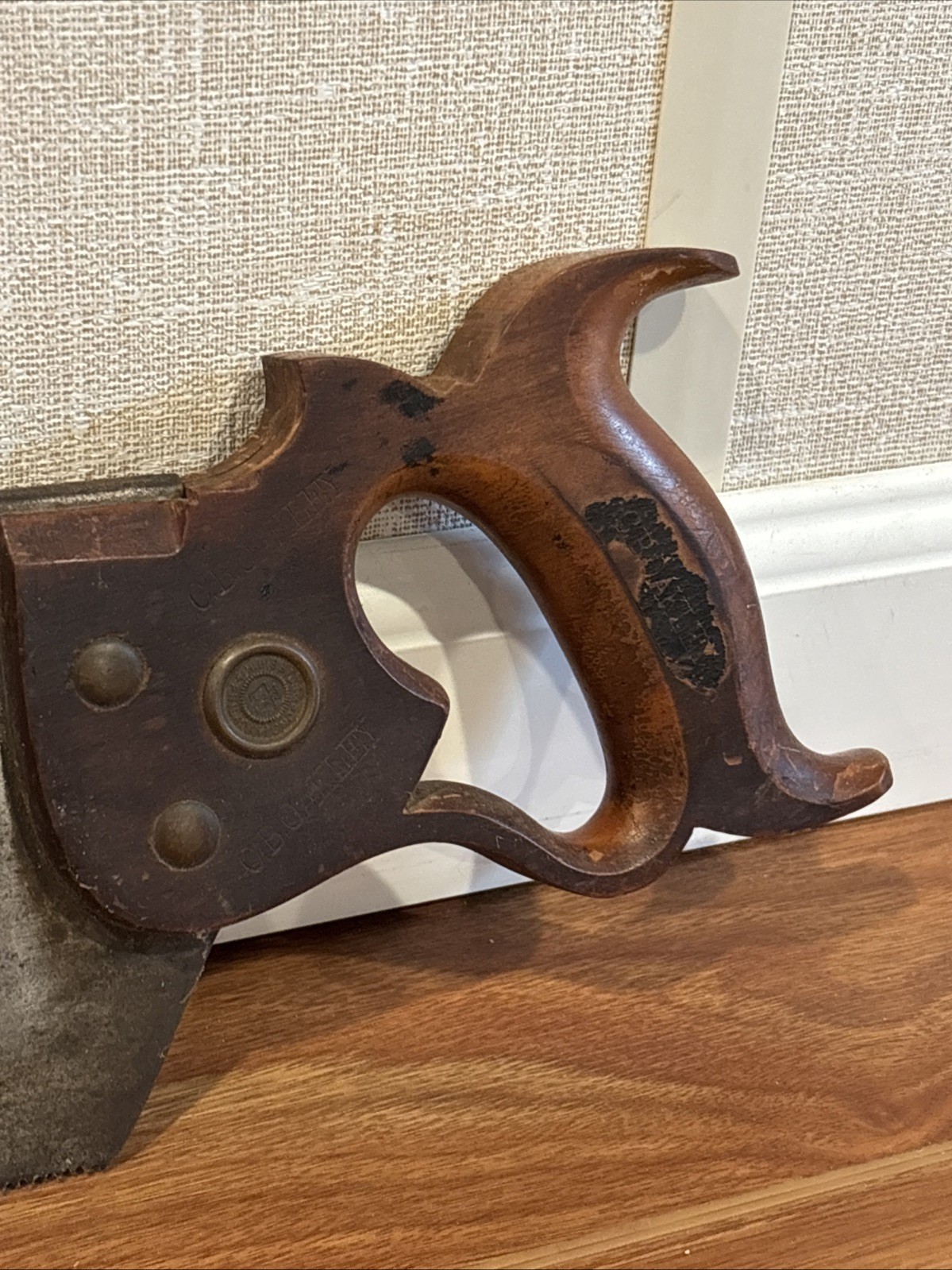 Antique Henry Disston & Son Miter Saw With Cast Iron Miter Box