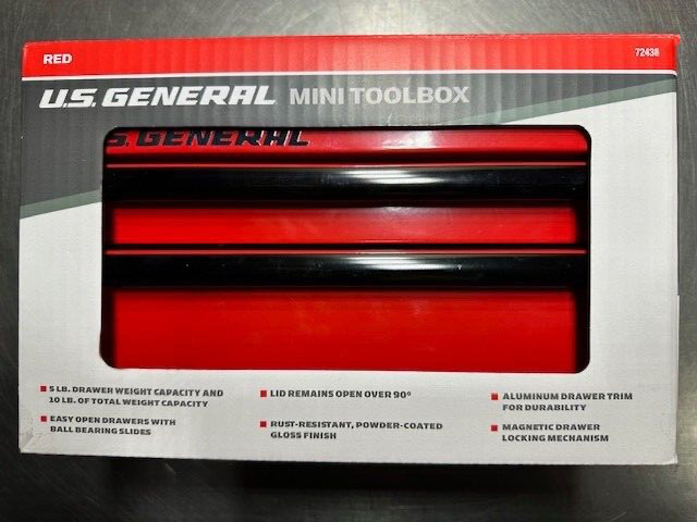 *NEW* U.S. GENERAL Mini Steel Toolbox, Red,*BRAND NEW IN THE BOX*
