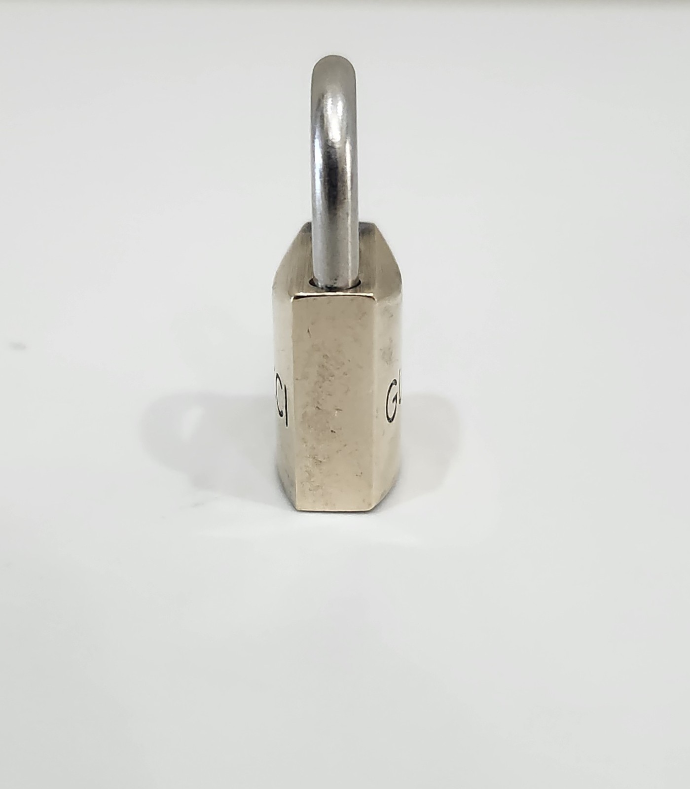 Gucci Brass Logo Padlock, Two Keys & Leather Pouch Vintage Travel Accessory