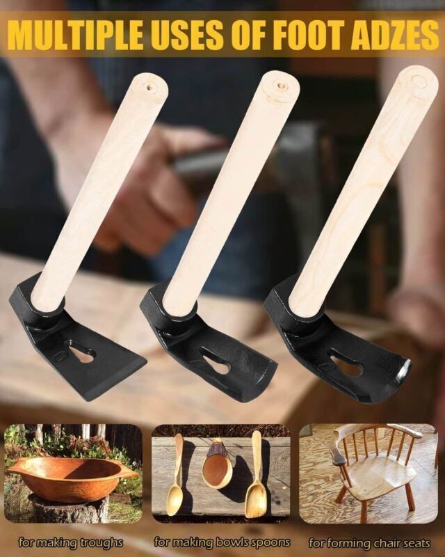 3Pcs Wood Carving Adze Set Fit Log Carving Hand Adze Curved Bowl Woodworking
