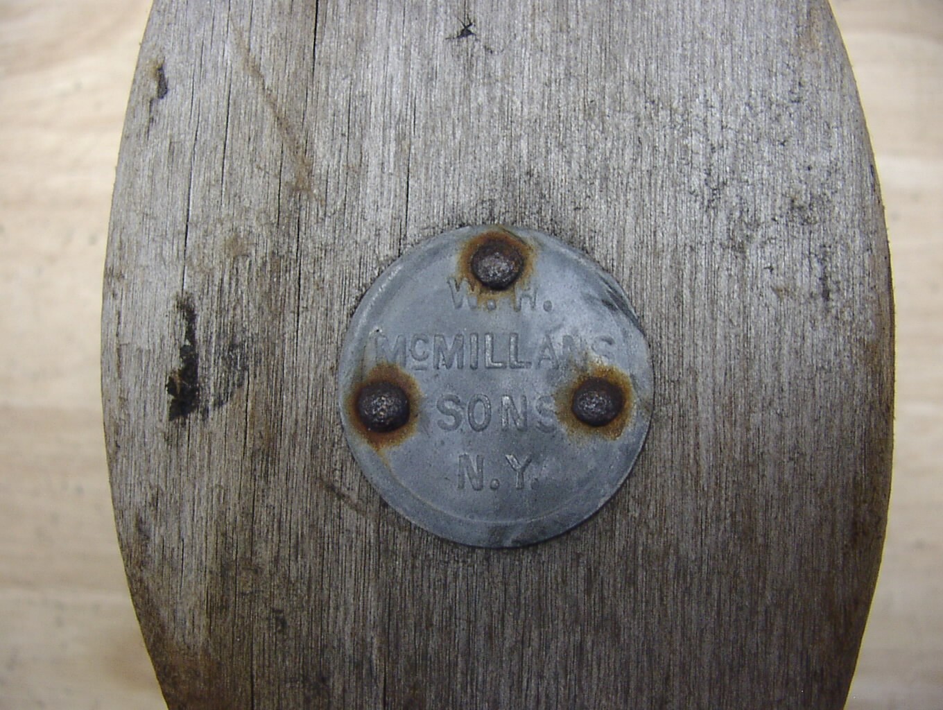 Vntg W.H. McMillans Sons N.Y. Double Wheel Wooden Pulley W/Hook,Awesome Piece