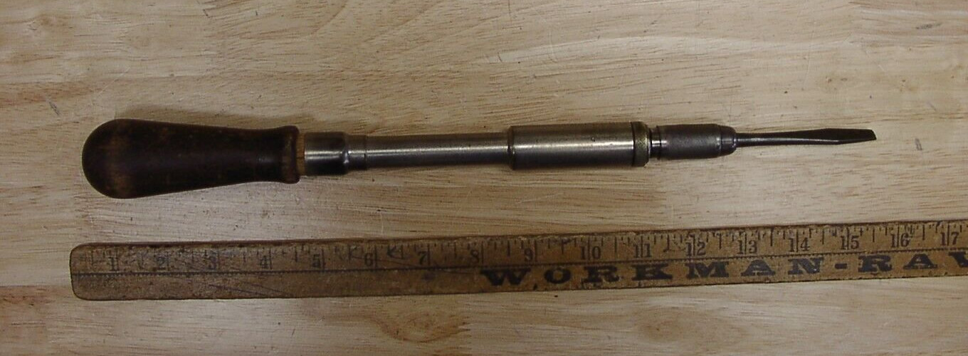 Antique Yankee North Bros No.130 Ratcheting Screwdriver,12″,Multiple Pat. Dates