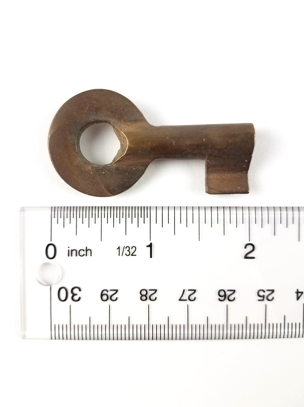 Vtg UNCUT 2″ Brass Open Barrel Curved Bit Skeleton Key Blank For Old Padlock