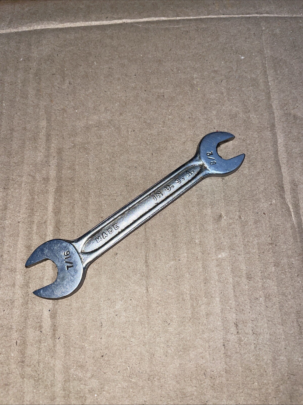 VINTAGE SELECT STEEL P723 = 7/16″ x 3/8″ OPEN END COMBINATION WRENCH USA MADE