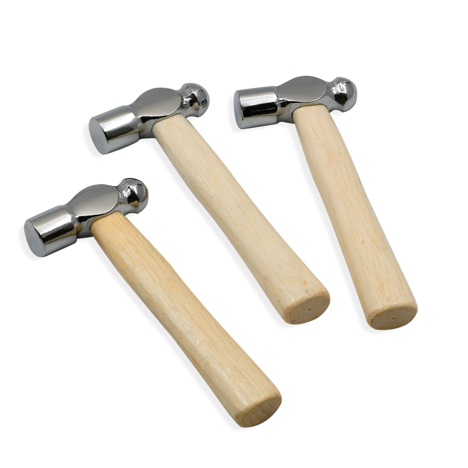 Mini Wooden Handle Round Head Hammer Set – 3 PCS Reinforced Ball Hammers for Woo