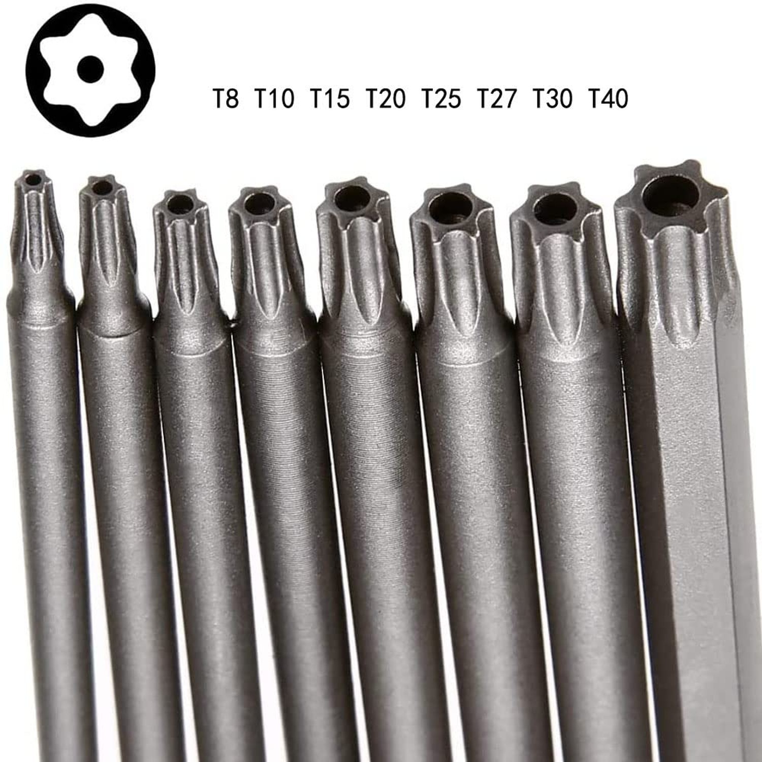 8PCS 100mm S2 Steel Torx Security Head Screwdriver Drill Set 1/4 Inch Hex Sha…