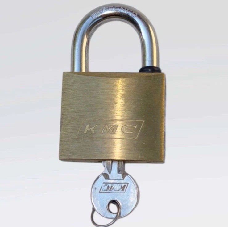 Vintage KMC Padlock Solid Brass with Original Key No Rust Excellent Condition