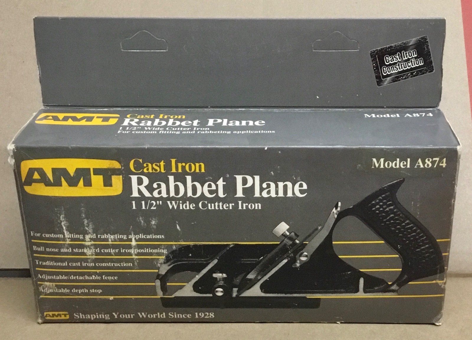 AMT (American Machine & Tool) Rabbet Plane Model A874 Cast Iron New Old Stock