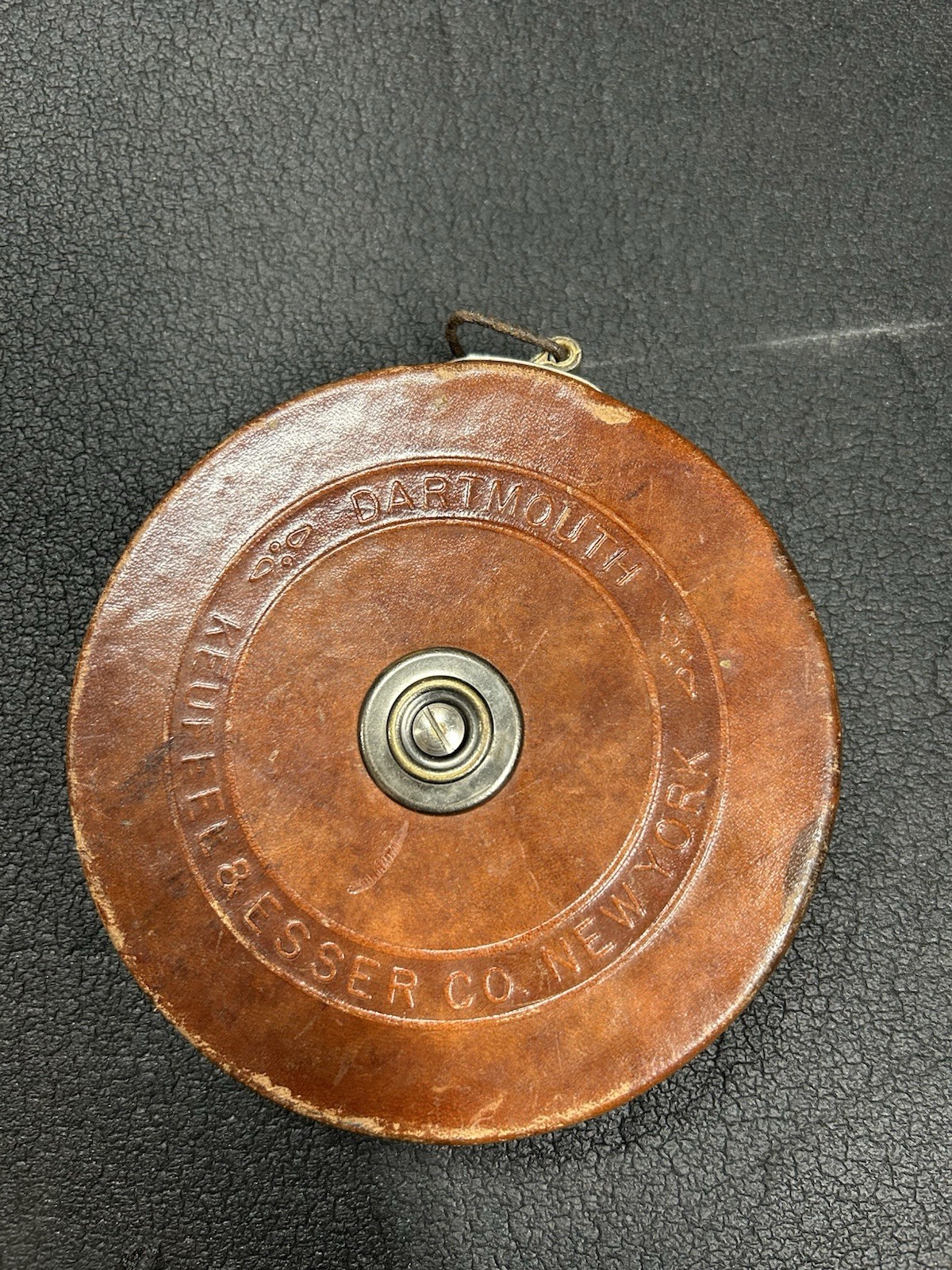 Keuffel & Esser Co New York Dartmouth 100′ Sewn Leather Case Fabric Tape Measure
