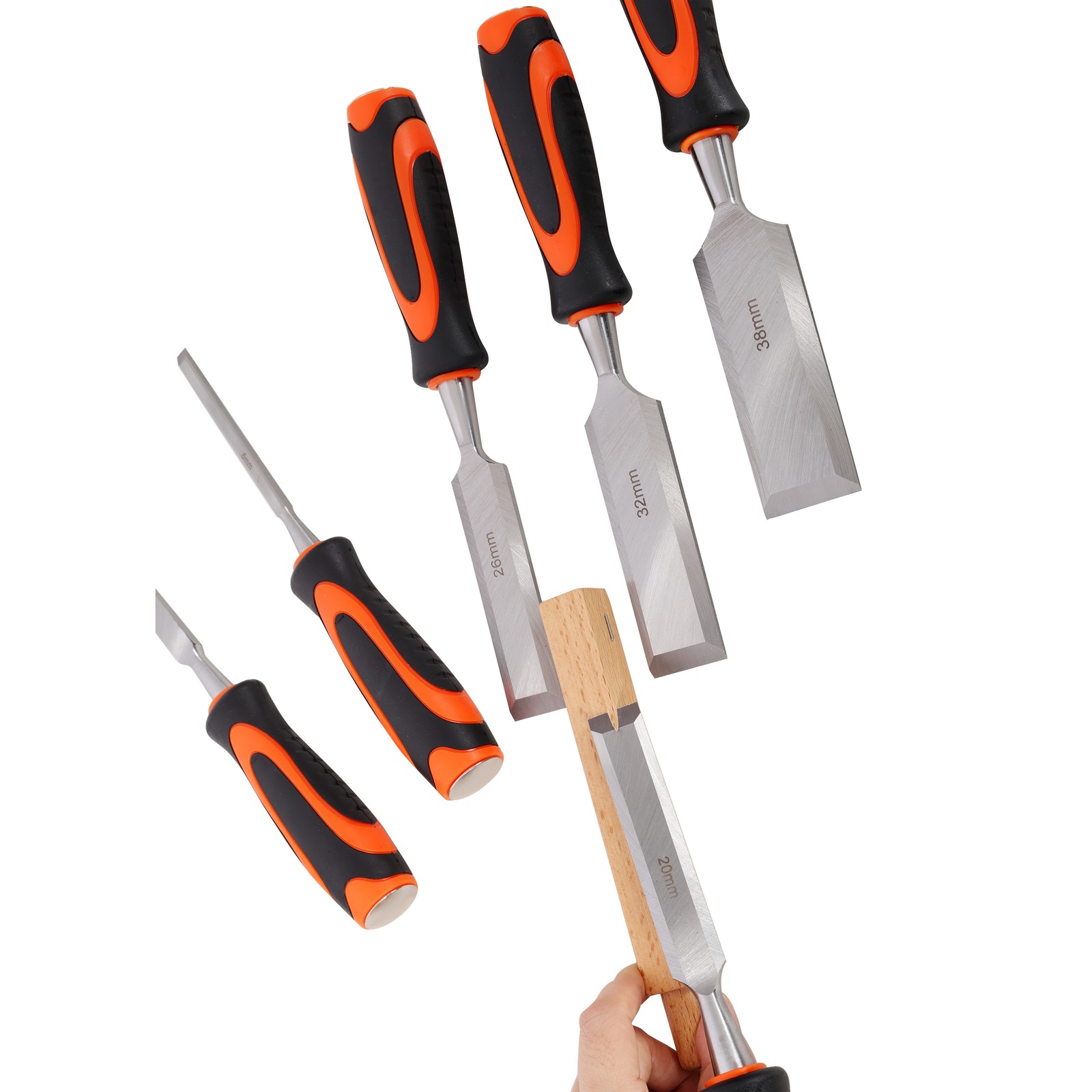 10-Piece Wood Chisel Set w/ Sharpening Stone & Guide, 45# Carbon Steel